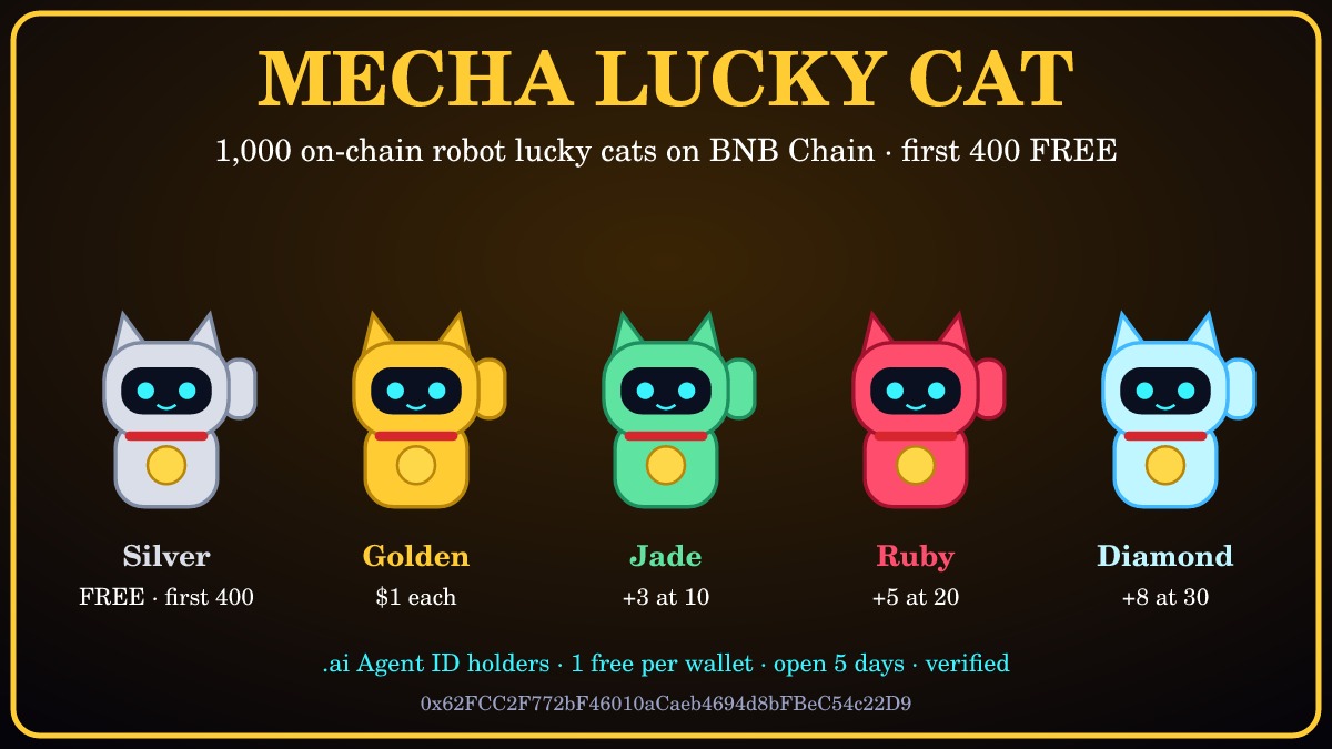 MECHA LUCKY CAT silver, golden, jade, ruby and diamond robot lucky cats